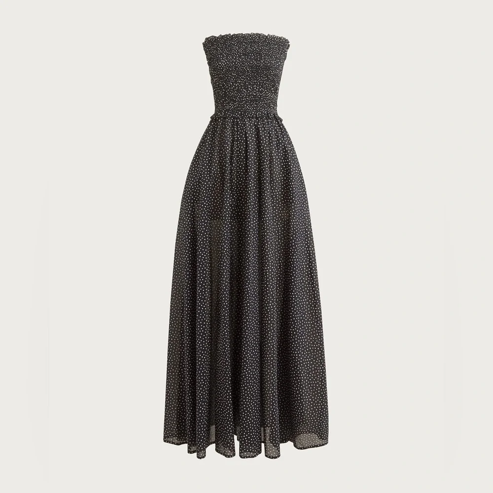 J Crew Smocked maxi dress in cotton voile dot print CQ068